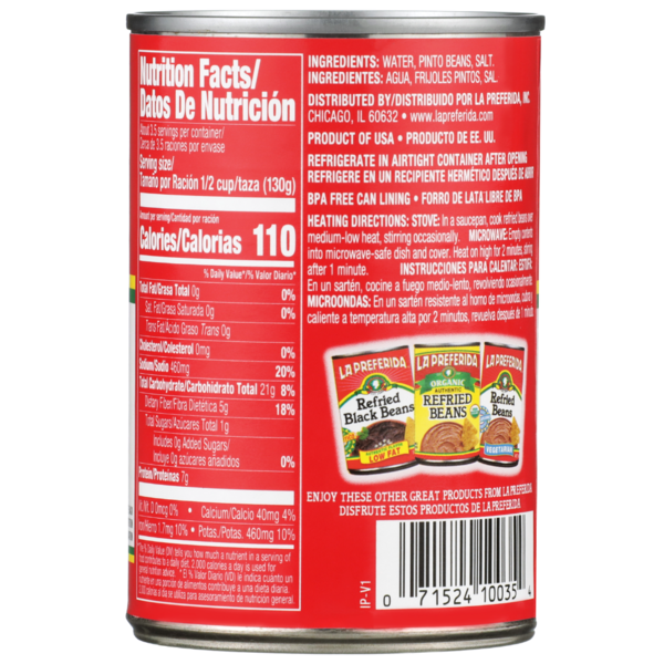 La Preferida Fat Free Refried Beans, Vegan