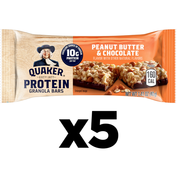Quaker Protein Granola Bars, Peanut Butter & Chocolate, 10g Protein