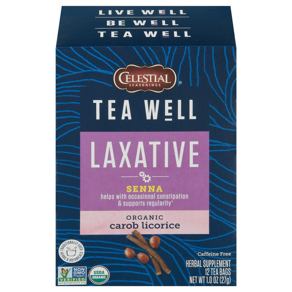 Celestial Seasonings Herbal Supplement, Caffeine Free, Organic, Carob Licorice, Laxative, Tea Bags