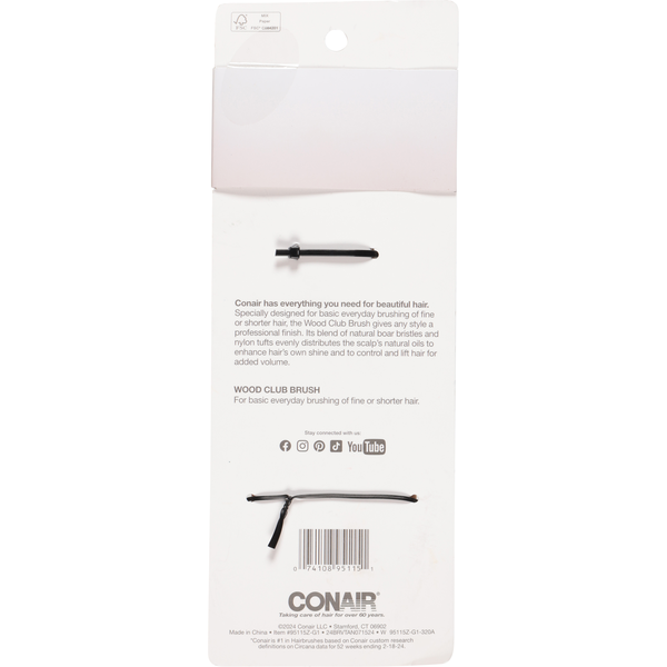 Conair Shines & Smoothes Wood Club Brush
