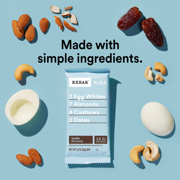 RXBAR Vanilla Almond Protein Bars, Protein Snack, 12 Count