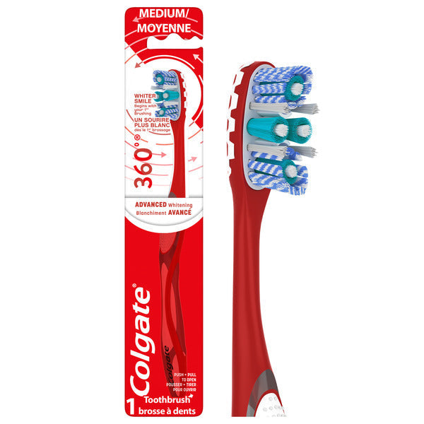 Colgate 360 Advanced Optic White Medium Toothbrush for Stain Removal