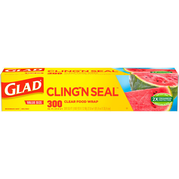 Glad Cling ‘N Seal Plastic Food Wrap, 300 sq ft