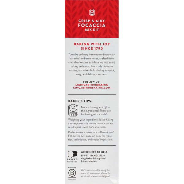 King Arthur Baking Company Focaccia Mix Kit, Crispy & Airy