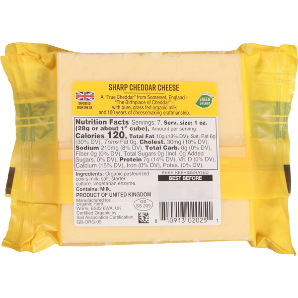 British Organic Dairy Co. Sharp Cheddar Cheese