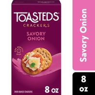 Toasteds Savory Onion Crackers, Party Snacks, 8 oz️