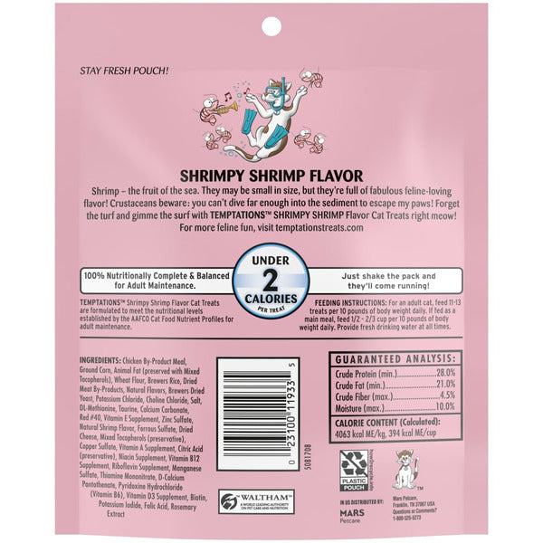 TEMPTATIONS Classic Crunchy and Soft Cat Treats Shrimp Flavor