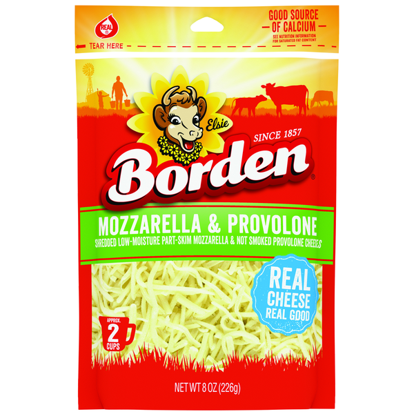 Borden Regular Shredded Cheese, Mozzarella & Provolone