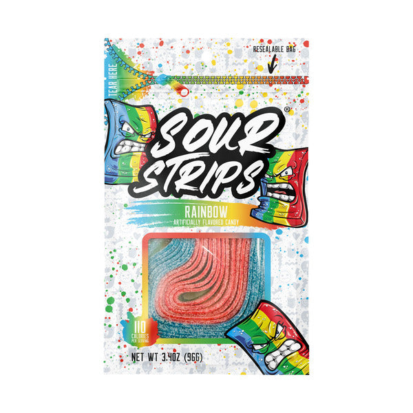SOUR STRIPS Rainbow Flavored Chewy, Candy Bag, 3.4 oz
