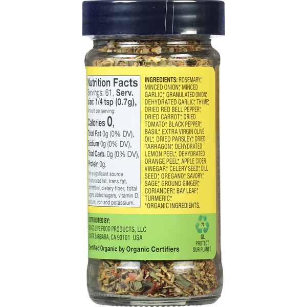 Bragg Salt-Free Seasoning Blend, Sprinkle, 24 Herbs & Spices, Organic
