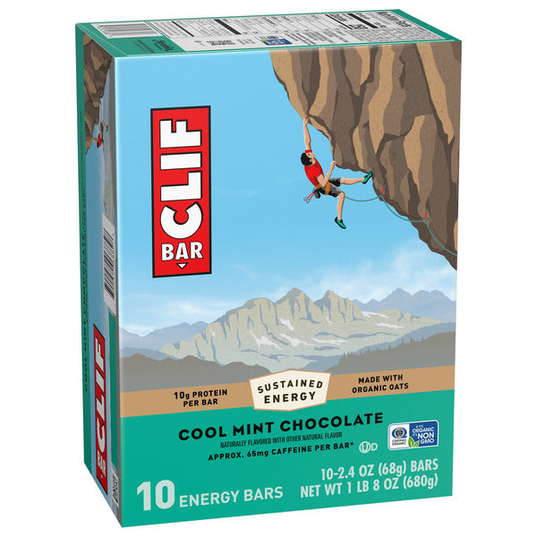 CLIF BAR Energy Protein Bars, Cool Mint Chocolate With Caffeine, Non-Gmo 24 oz
