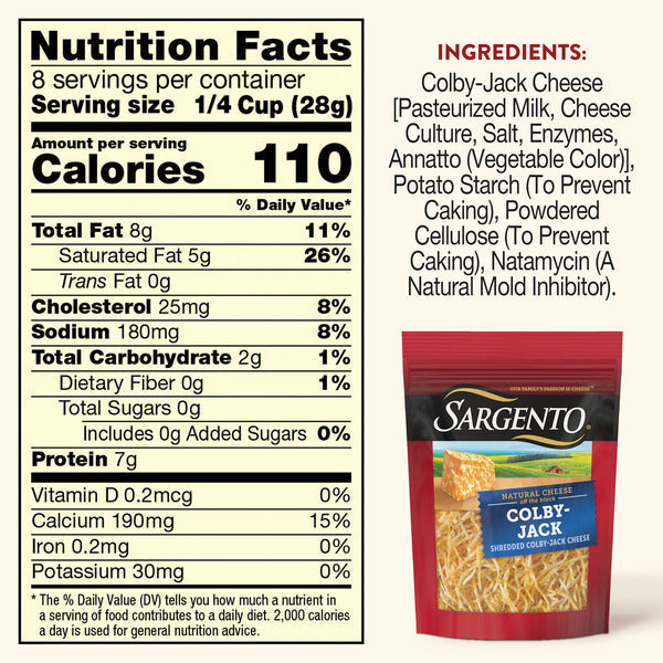 Sargento Natural Colby-Jack Shredded Cheese, Fine Cut