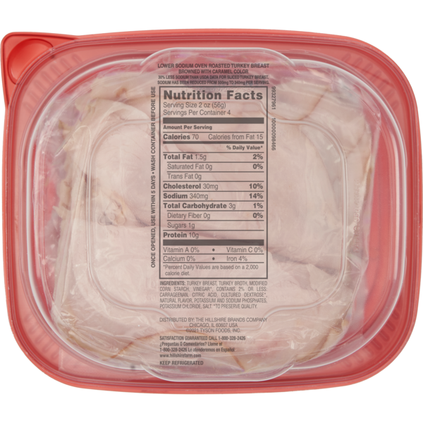 Hillshire Farm Ultra Thin Sliced Lower Sodium Oven Roasted Turkey Breast Sandwich Meat, 8 oz