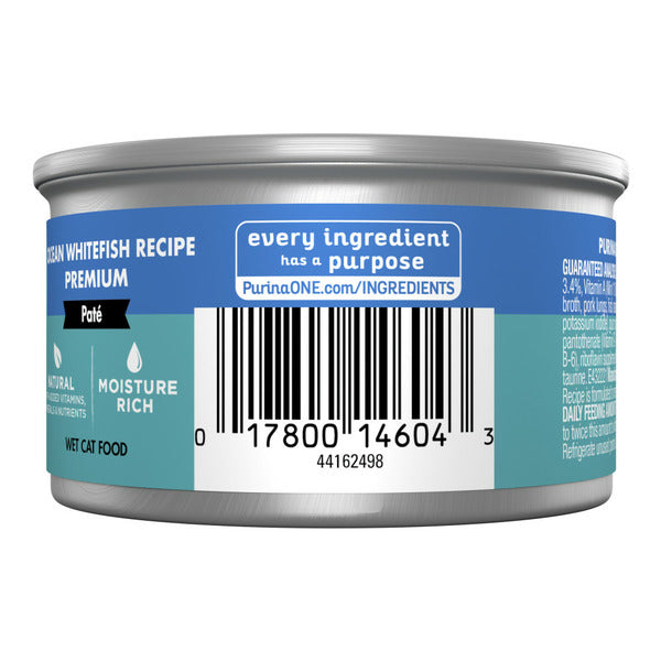 Purina ONE Natural, High Protein, Grain Free Wet Cat Food Pate, Ocean Whitefish Recipe DestGlow