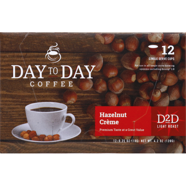 Day to Day Coffee, Light Roast, Hazelnut Creme, Single Serve Cups