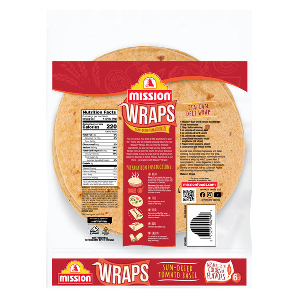 Mission Wraps Sun-Dried Tomato Basil Tortillas