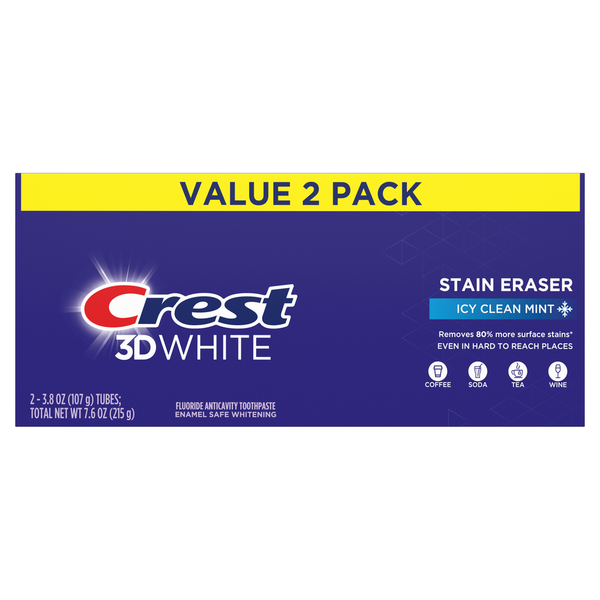 Crest 3D White Stain Eraser Toothpaste, Icy Clean Mint