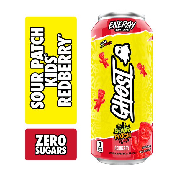 GHOST Zero Sugar Energy Drink, Sour Patch Kids Redberry