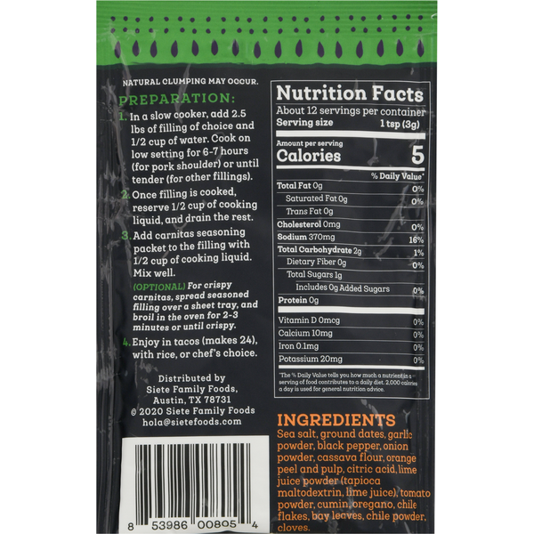 Siete Carnitas Seasoning, Slow Cooker Spice