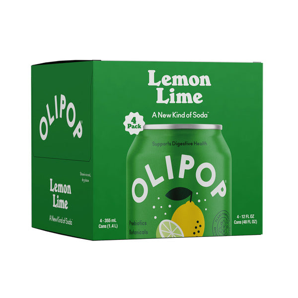 OLIPOP Prebiotic Soda, Lemon Lime, Shelf Stable