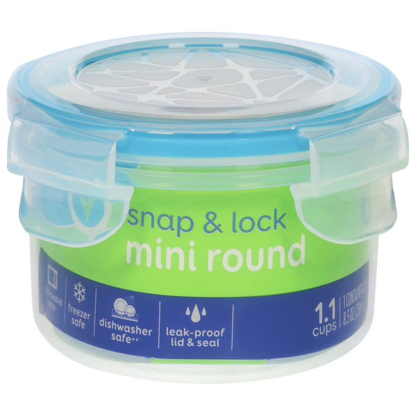 Simply Done Container & Lid, Snap & Lock, Mini, Round, 8.5 Ounce