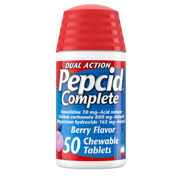 Pepcid Complete Acid Reducer + Antacid Chews, Berry Flavored, 50 ct