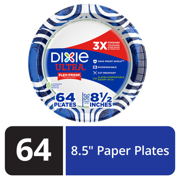 DIXIE Paper Plates, 8.5 Inch Lunch/Dinner Plate (Designs May Vary)
