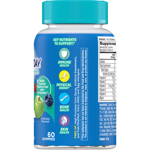 One A Day Multivitamin/Multimineral Supplement, for Him, Teen, Gummies