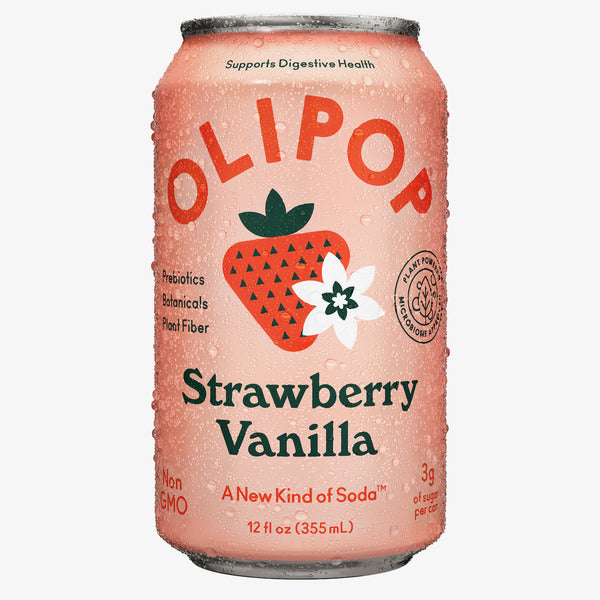 OLIPOP Prebiotic Soda, Strawberry Vanilla