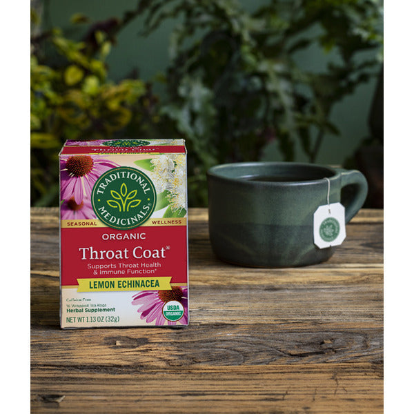 Traditional Medicinals Organic Throat Coat Lemon Echinacea, Caffeine Free Herbal Tea