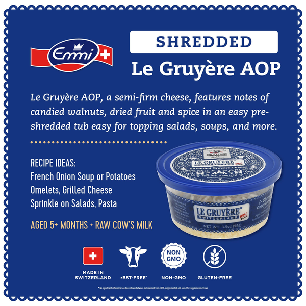Emmi Shredded Le Gruyere AOP Cheese from Switzerland DestGlow