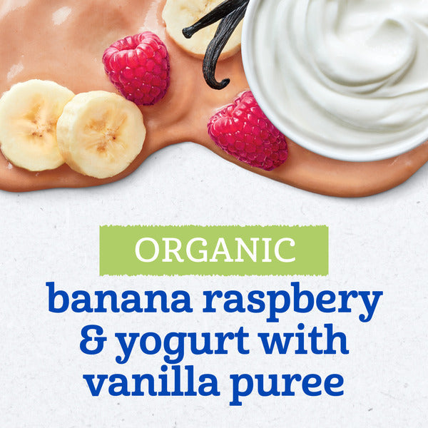 Gerber Toddler Food Organic Banana Raspberry Yogurt With Vanilla Puree Pouch