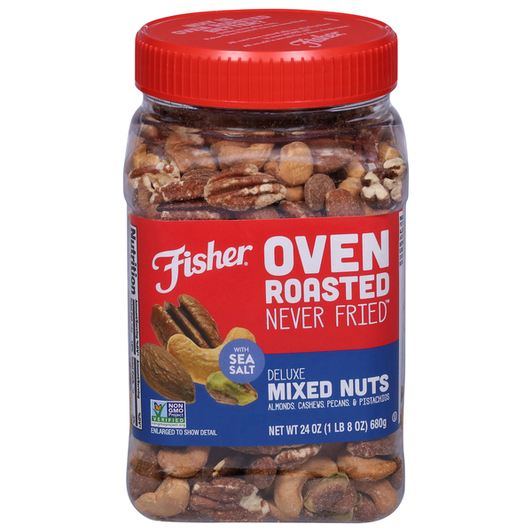 Fisher Mixed Nuts, Deluxe, with Sea Salt, Oven Roasted