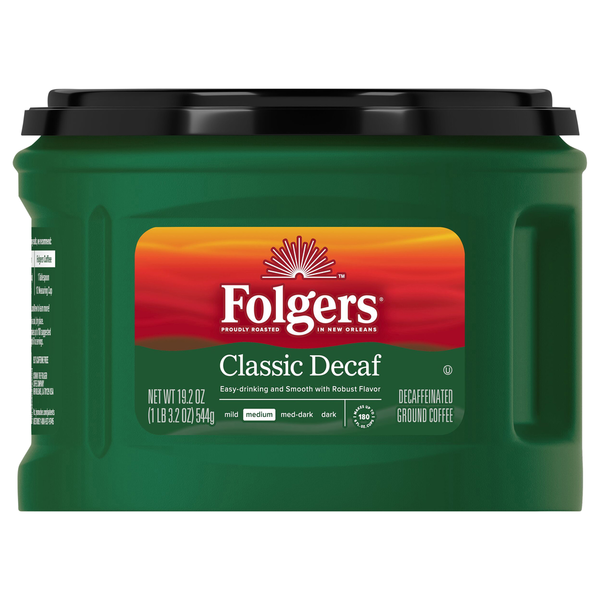 Folgers Coffee, Ground, Medium, Classic Decaf, Decaffeinated