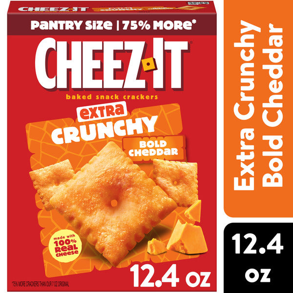 Cheez-It Extra Crunchy Bold Cheddar Cheese Crackers, Baked Snack Crackers, 12.4 oz