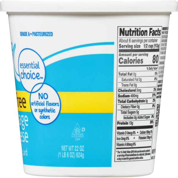Food Club Cottage Cheese, Fat Free, Small Curd