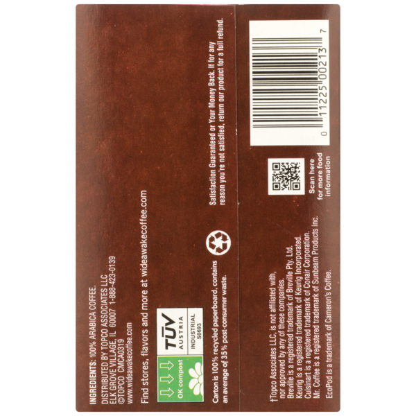 Wide Awake Medium Roast Donut Shop Blend 100% Arabica Coffee Single Serve Pods