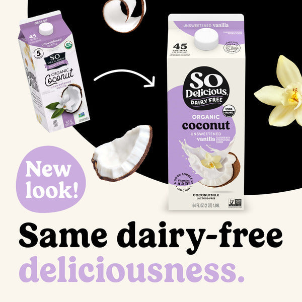 So Delicious Dairy Free Organic Coconutmilk, Unsweetened Vanilla, Vegan, Gluten Free, Lactose Free Plant Based Milk Alternative, 64 fl oz Carton DestGlow