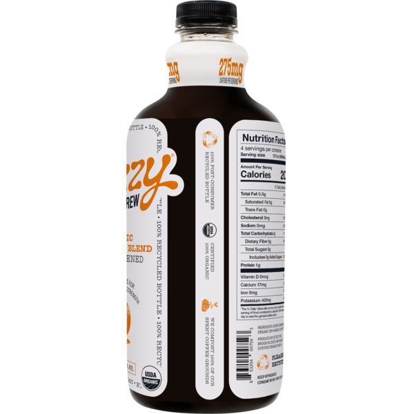 Bizzy Cold Brew Organic Cold Brew Coffee, Breakfast Blend, Unsweetened
