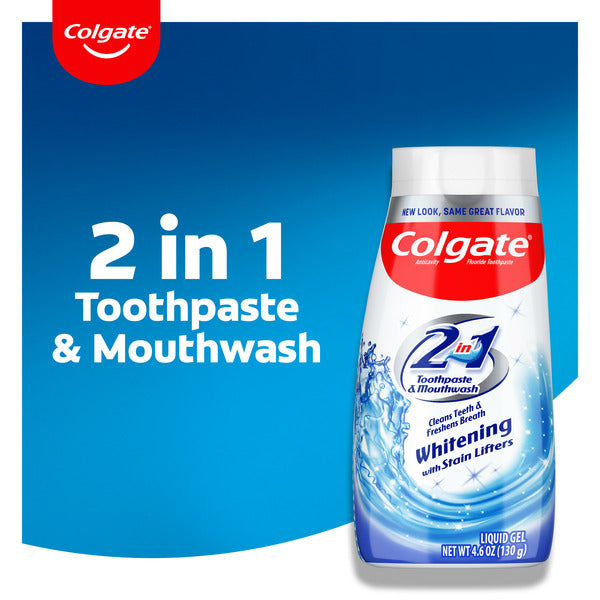 Colgate 2-in-1 Whitening Toothpaste Gel and Mouthwash, Mint