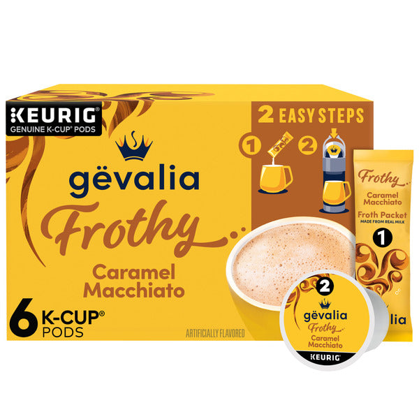 Gevalia 2-Step Caramel Macchiato Espresso Coffee K-Cup® Pods & Froth Packets