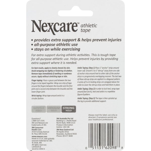 Nexcare Athletic Tape, For Sports, Strong Hold, 1.5 Inch