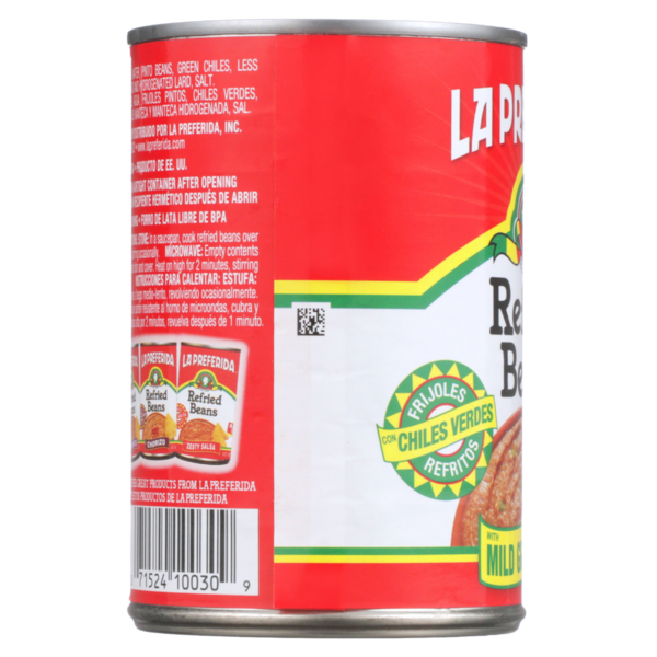 La Preferida Refried Beans with Mild Green Chiles (con Chiles Verdes)