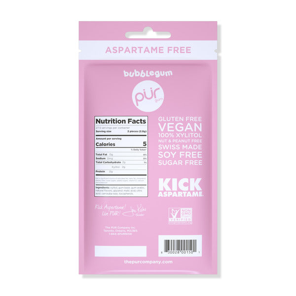 PÜR Bubblegum, Aspartame Free, 100% Xylitol, Natural Flavored Gum