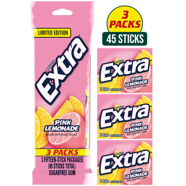 Extra Pink Lemonade Sugar Free Gum Limited Edition Chewing Gum Packs