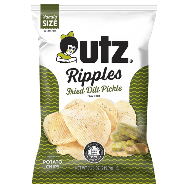 Utz Ripples Fried Dill Pickle Flavored Potato Chips Family Size