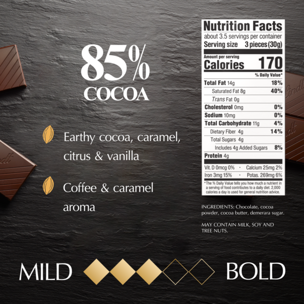 Lindt Excellence 85% Cocoa Dark Chocolate Candy Bar