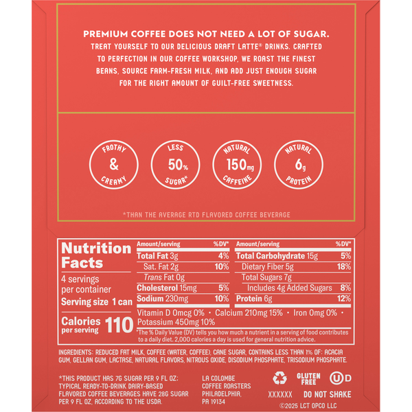La Colombe Draft Latte Triple Cold Brew with Milk