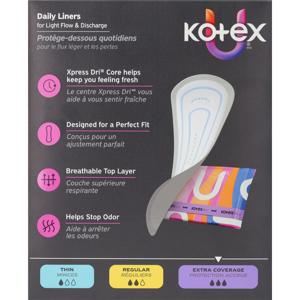 U by Kotex Daily Wrapped Extra Coverage Liners