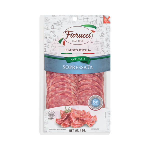 Fiorucci Pre-Sliced Sopressata, Resealable Package